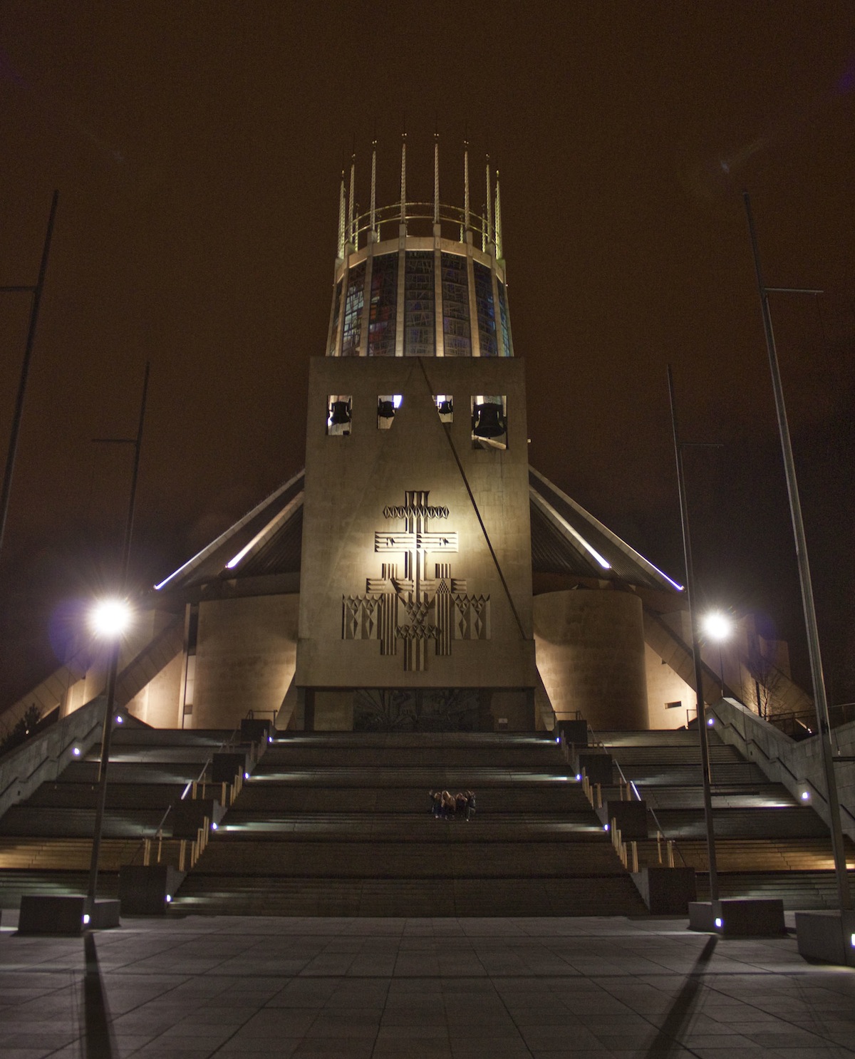 Liverpool catholic cathedral at night